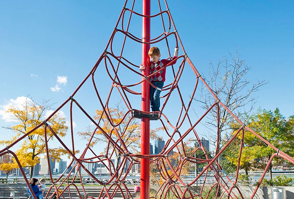 Gantry Plaza State Park has plenty of eye candy for parents to enjoy while kids climb and play. Photo by Sydney Ng