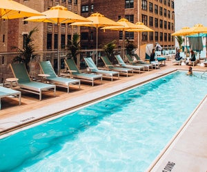 The Margaritaville Hotel boasts a tropical feel at its rooftop pool right in the heart of Midtown Manhattan.