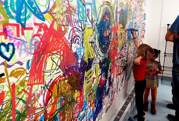 Brooklyn Museum's new education center: Kids coloring on the wall