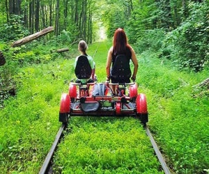Rail Explorers offers a variety of rail trail experiences to bike in New York state. 