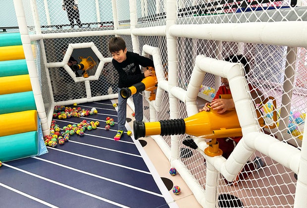 Indoor playground Rainbow Playpace: Ball blasters allow for active play