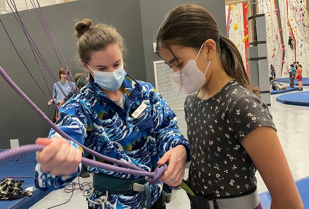Hands-on instruction is available if you go bouldering with kids at The Cliffs at Gowanus
