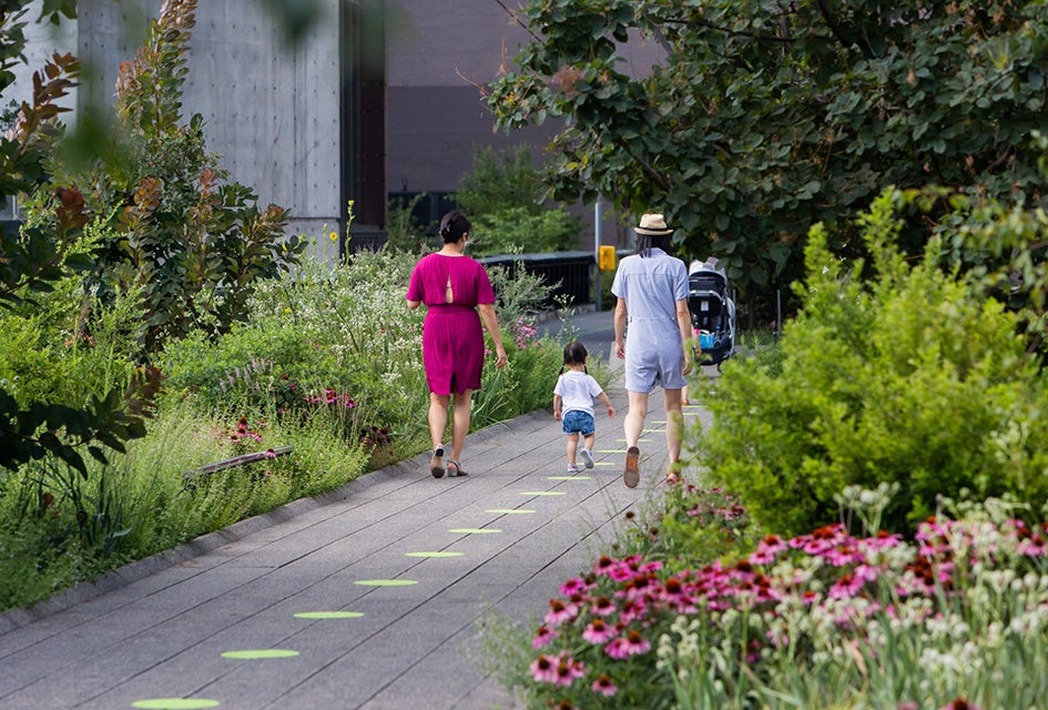 The High Line, with its wide pathways and beautiful plantings, is a great place to get away from the buzz of the city streets. Photo by Liz Ligon