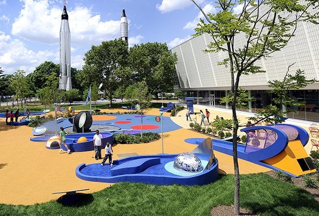 Visiting Flushing Meadows Corona Park nysci rocket park