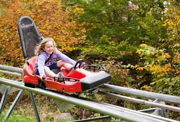 Image of child on mountain coaster - Best Fall Day Trips from Boston