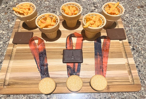 fruit leather and Golden Oreo Olympic medals.