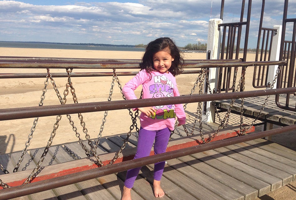 Orchard Beach Playground is right on the beach! 