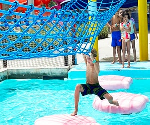 Obstacle courses are part of the water play at Island H2O Water Park.
