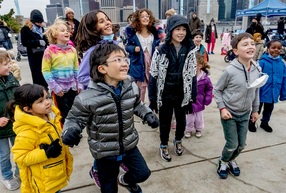 Bust a move during the action-packed Winter Sports Day at Brooklyn Bridge Park. Photo by John Eng