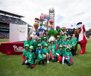 The Phanatic and the Galapagos Gang, photo courtesy of the Philadelphia Phillies