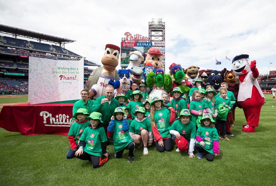 The Phanatic and the Galapagos Gang, photo courtesy of the Philadelphia Phillies