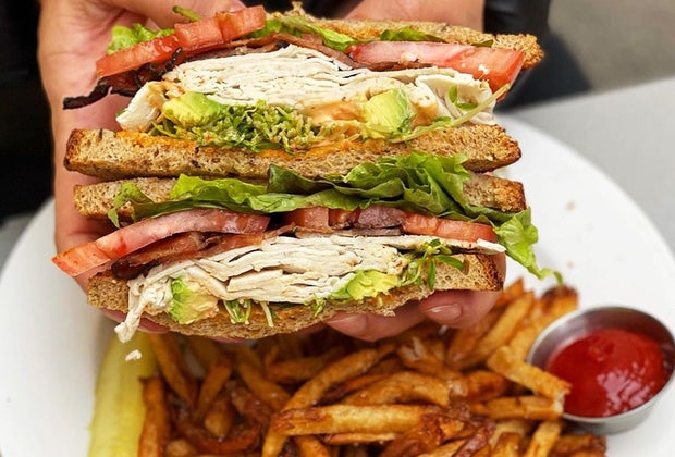 a sandwich and fries at Sabrina's cafe Visiting Philadelphia with Kids: 3 Day Itinerary from a Local