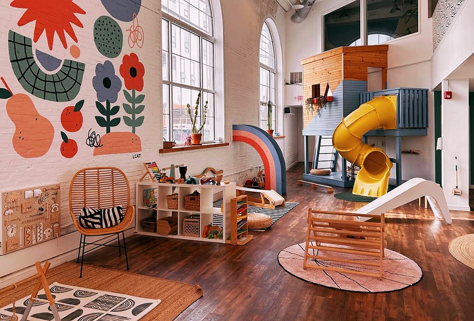 Kids can zoom down the slide and, of course, launch scarves at Kith + Kin. Photo courtesy of Kith + Kin 