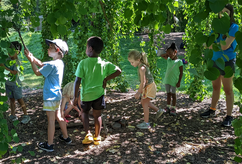 Kids get to explore nature at Morris Arboretum Camp. Photo courtesy of the arboretum