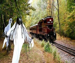   All aboard the train at New Hope Railroad for a 45-minute trick-or-treat train ride. Photo courtesy of the railroad