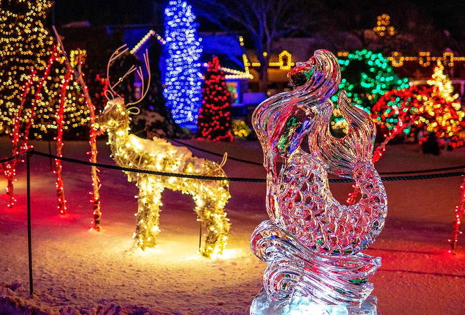 Enjoy ice carving demonstrations and lights galore at Fire & Frost Fun at Peddler's Village. Photo courtesy of Peddler's Village 