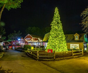 Mistic lights up with Christmas light shows every year! Photo  courtesy of  Olde Mistick Village