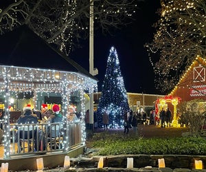 Find a magical spot for your pictures with Santa Claus in 2025. Photo courtesy of Olde Mystick Village