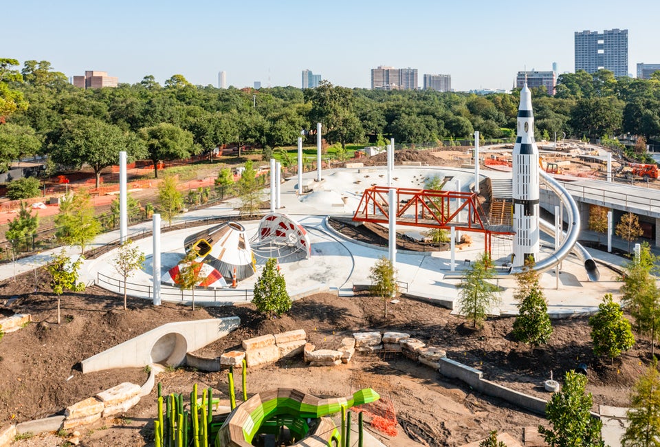 Hermann Park's update includes a new 2-acre play space aimed at kids. Photo by Lifted Up Aerial Photography courtesy of the Hermann Park Conservancy