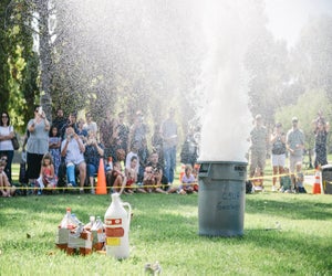 Watch how a volcano explodes at Prehistoric OC. Photo courtesy of Prehistoric OC