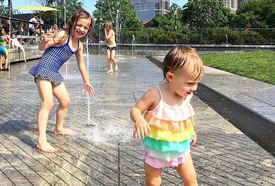 There are seven different spots to cool off on the Greenway, but the gentle Canal Fountains are ideal for little ones.