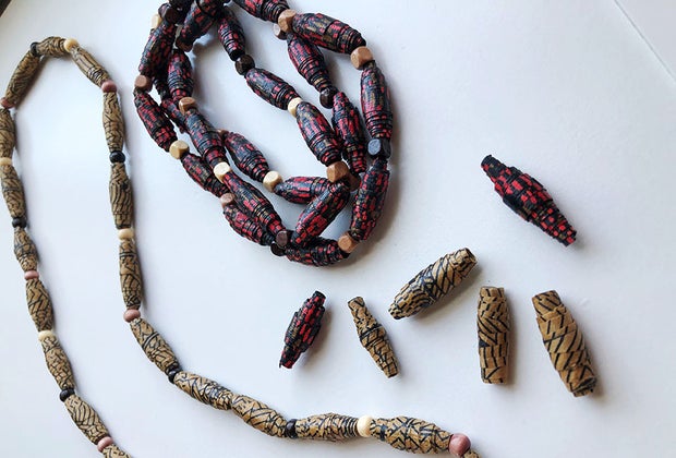 recycled paper beads