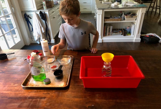 Getting together the ingredients for reindeer toothpaste!