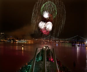 Battleship New Jersey offers incredible views of the Fireworks from across the bridge. Photo courtesy of R. Kennedy for Visit Philadelphia