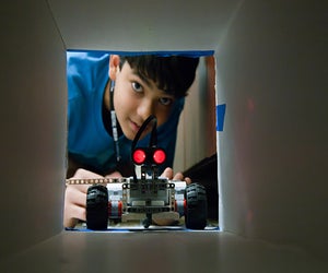 Students can test handmade robots on obstacle courses.