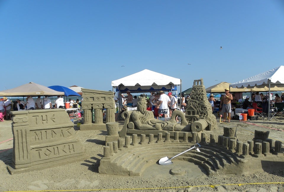 Get pointers from the experts during Stewart Beach's Sandcastle Building Lessons./Photo courtesy of Galveston CVB.