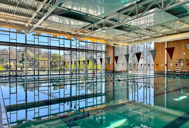heck out the tiles at the Sava Pool, where sunshine makes the "waves" come to life! 