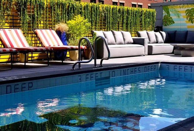 Cool hotel pools in New Yor: Sixty LES Pool with Andy Warhol Mural