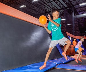 Dodgeball takes on new dimensions when played on a trampoline. Photo courtesy of Sky Zone Trampoline Park