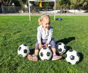Kids as young as 18 months can get kicking. Photo courtesy of Soccer Kiddos