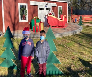 Santa is socially distanced at the Winter Wonderland Walk. Photo courtesy of Connecticut's Beardsley Zoo
