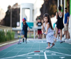 Spruce Street Harbor Park has two water features and tons of games to keep kids busy after a meal. Photo courtesy of Spruce Street Harbor Park 