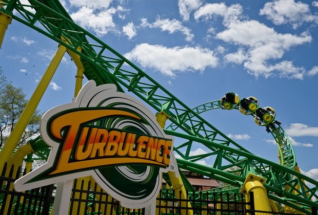 Enjoy a thrilling ride on the twisty Turbulence roller coaster at Adventureland in Farmingdale. Photo courtesy of the amusement park