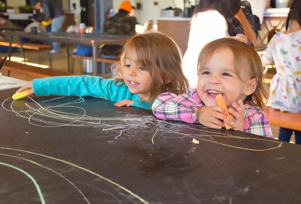 At picnic tables drawing on the furniture is encouraged.