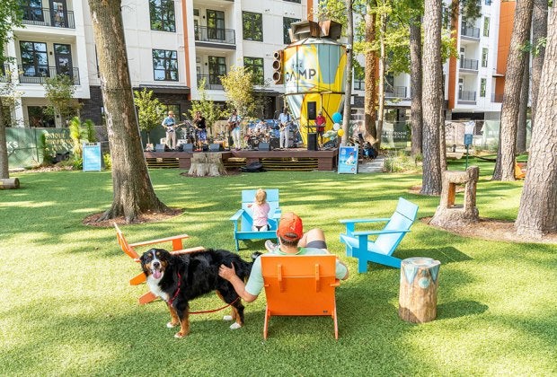 The Camp at The Works, on the upper westside of Atlanta, is a shady, kid-friendly spot. 