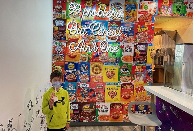 The Milky Ways' cereal wall begs for selfies.