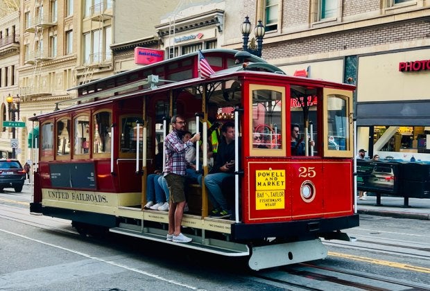 Riding a cable car is a must when in San Francisco! Photo by Gina Ragland