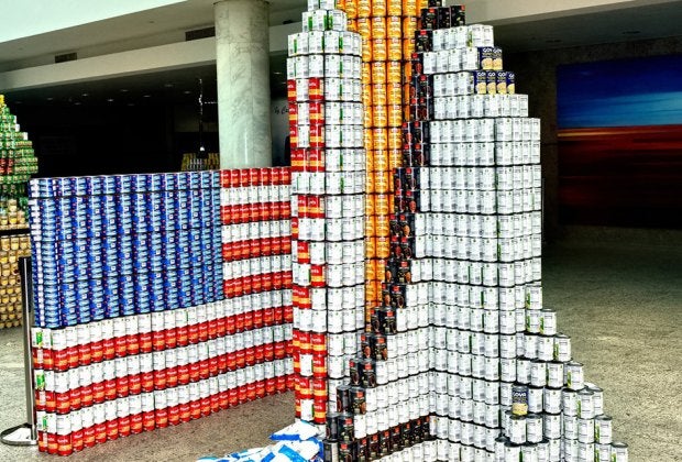 The cost of admission to Canstruction Long Island: just one can of food that are then donated to feed to feed hungry Long Islanders. Photo courtesy of the event