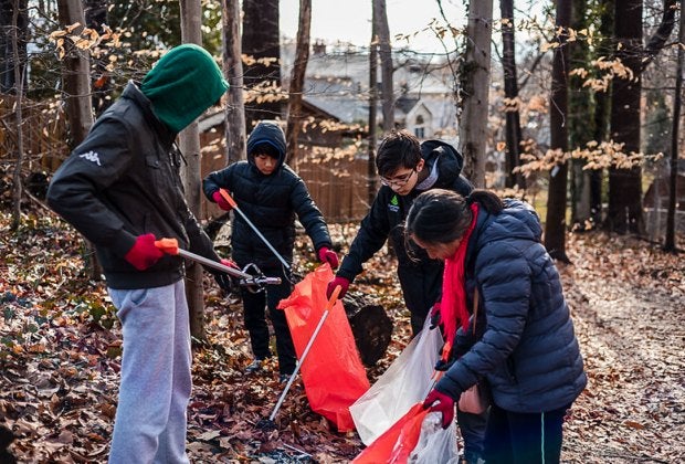 There are many opportunities to help clean up Montgomery County parks throughout the year. Photo courtesy of Montgomery County Parks