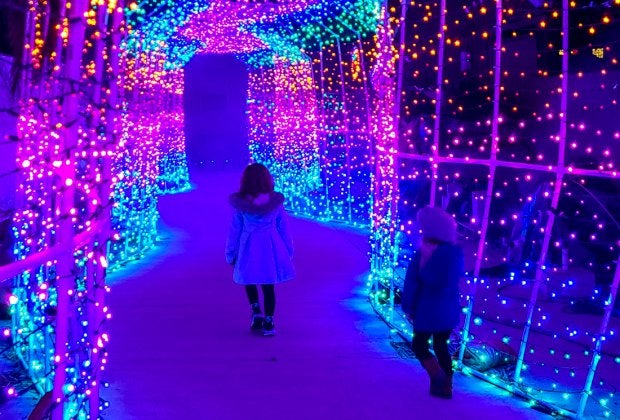 Exploring the Snow N Glow Light Trail. Photo courtesy of the author