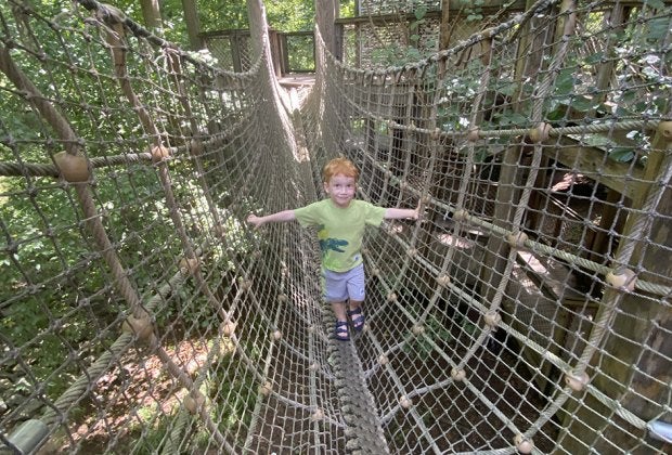 Toddlers can climb among the tree canopy at the Fernbank Forest WildWoods playground . Photo by Kristin Kneeland