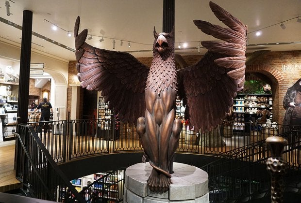 See the Griffin that guards Dumbledore's door up close at Harry Potter New York.