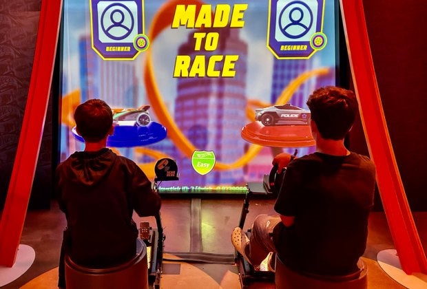 Virtually racing Hot Wheels cars is one of many fun activities at the Hot Wheels Champion Experience. Photo by Jennifer Marino Walters