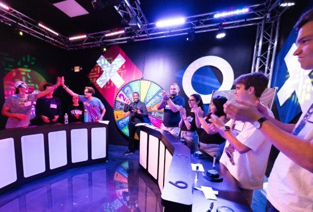 With lights, buzzers, nametags, and a real-life host, The Great Big Game Show feels like a live production! Photo courtesy of The Great Big Game Show