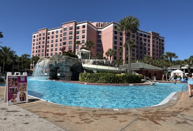 Caribe Royale Orlando has a fantastic main pool with a slide and waterfalls.