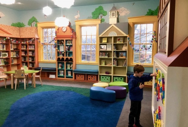 Wellesley's Fells Branch has been renovated into a "learn and play" space. Photo courtesy of Mommy Poppins